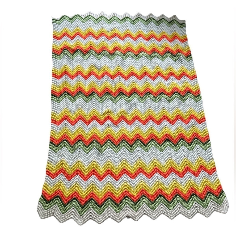 Crochet‎ knit blanket vintage handmade throw